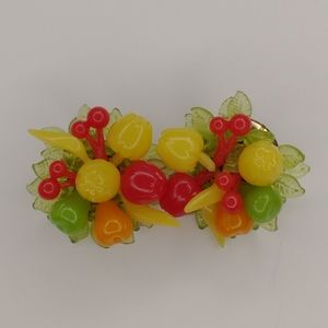 Vintage 50's 60's Fruit Salad Clip On Earrings